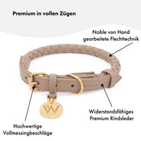 william-walker-leder-hundehalsband-twisted-sand-beige-rindsleder-geflochten image 3