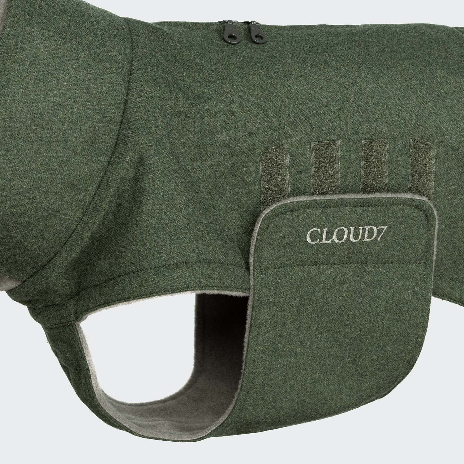 cloud7-brooklyn-long-flannel-fern-green-langer-hundewintermantel image 4
