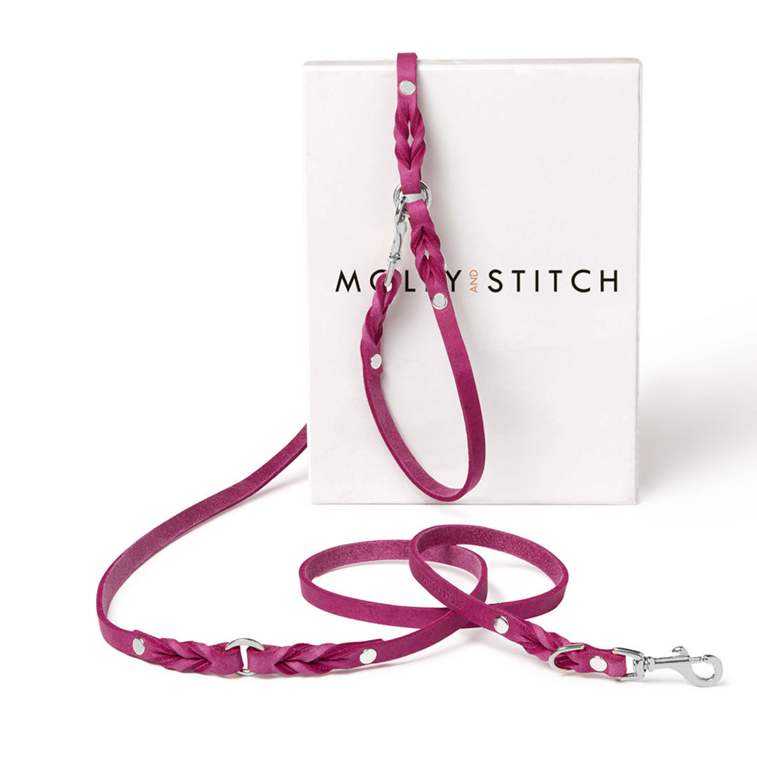 molly-and-stitch-butter-leather-3-fach-verstellbare-hundeleine-200-cm-flamingo image 3