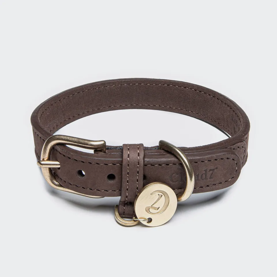 cloud7-hundehalsband-tiergarten-mocca-nubukleder-mit-messingschlie-e image 1