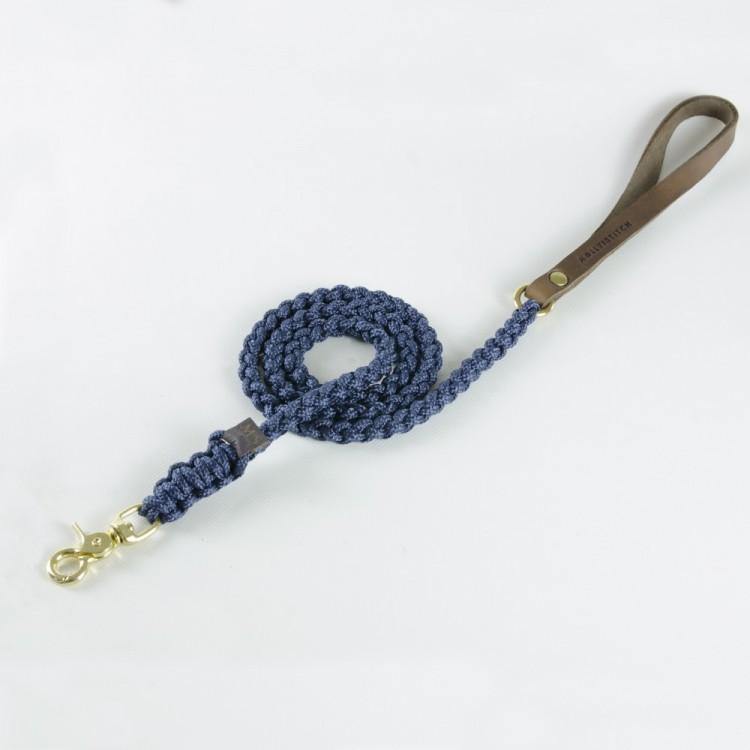 molly-and-stitch-touch-of-leather-hundeleine-navy image 1