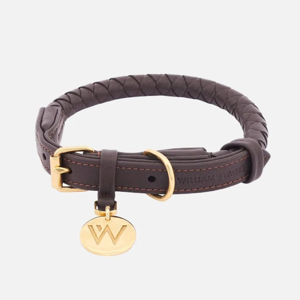 william-walker-twisted-earth-leder-hundehalsband-braun-geflochten image 1