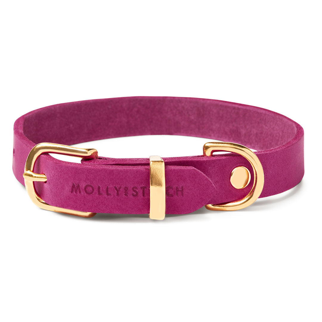 molly-and-stitch-butterleder-hundehalsband-flamingo image 1
