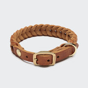cloud7-central-park-hundehalsband-camel-gold-leder-geflochten image 2