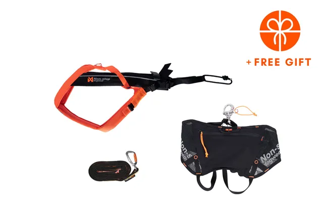 non-stop-dogwear-skiing-kit-black-orange-skij-ring-set-mit-zuggeschirr-gurt-und- image 1