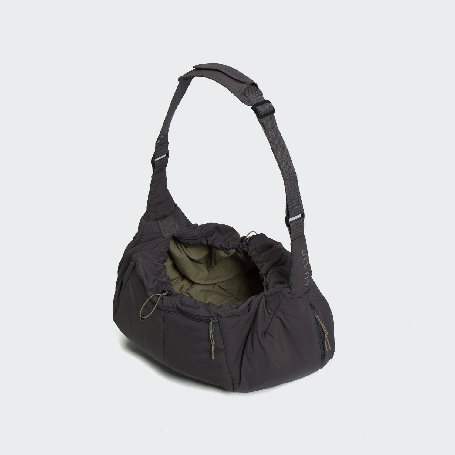 cloud7-lttl-puffer-hundeumh-ngetasche-dark-grey-khaki-hundetragetasche image 2