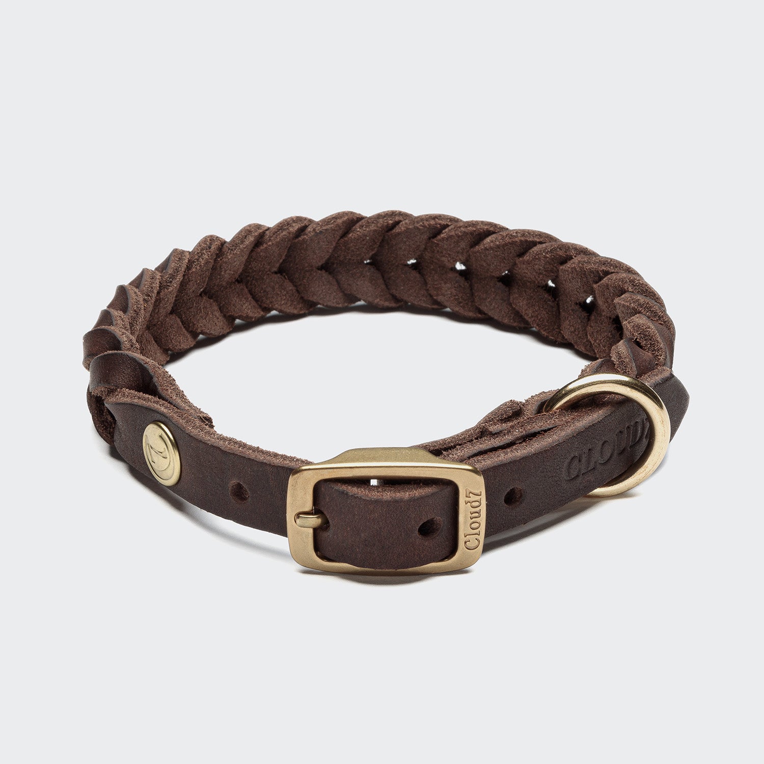 cloud7-hundehalsband-central-park-saddle-brown-gold-fettleder-halsband-geflochte image 2