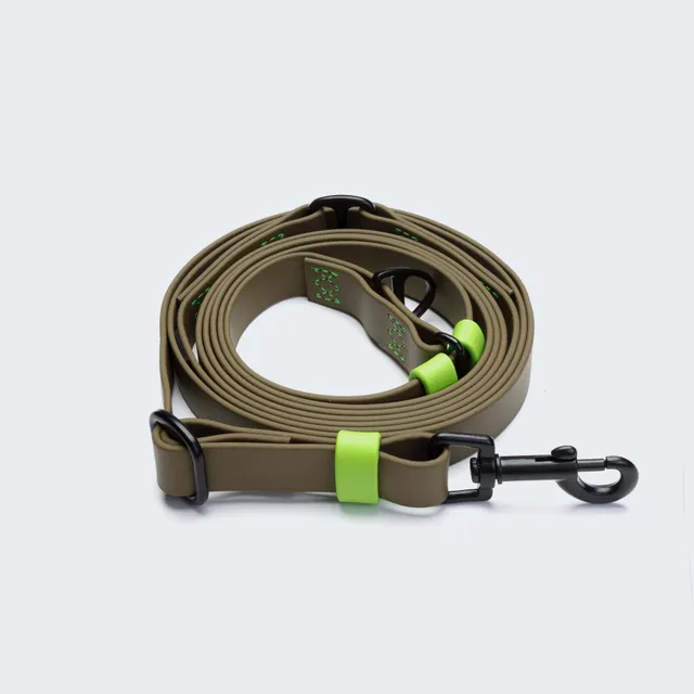 cloud7-ipanema-biothane-hands-free-hundeleine-olive-neon-green image 1