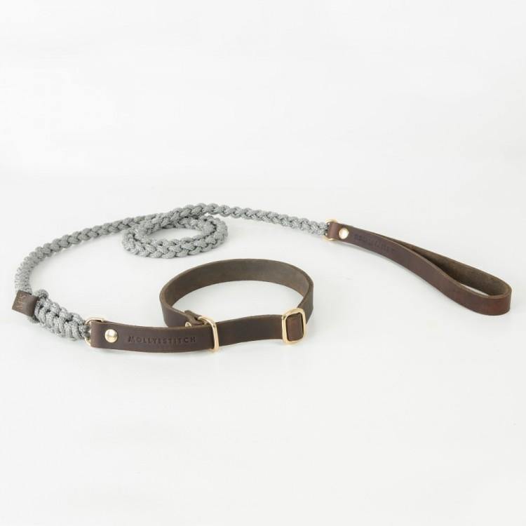 molly-and-stitch-touch-of-leather-retriever-hundeleine-grey image 1