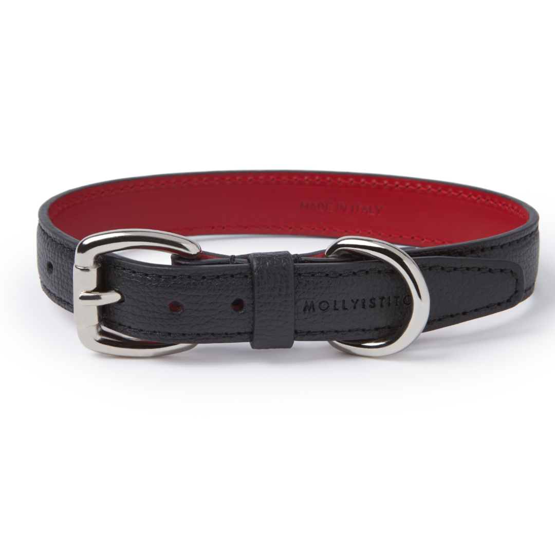 molly-and-stitch-tuscan-leder-hundehalsband-black image 1