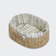 cloud7-lazy-hundekorb-linen-stripes-natural-blue-nestbett-mit-kissen image 2