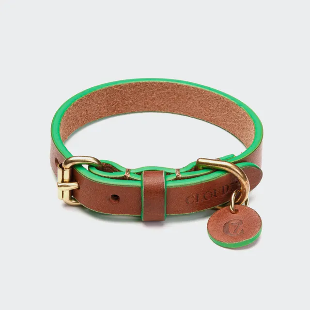 cloud7-prince-park-halsband-leder-cognac-green image 1