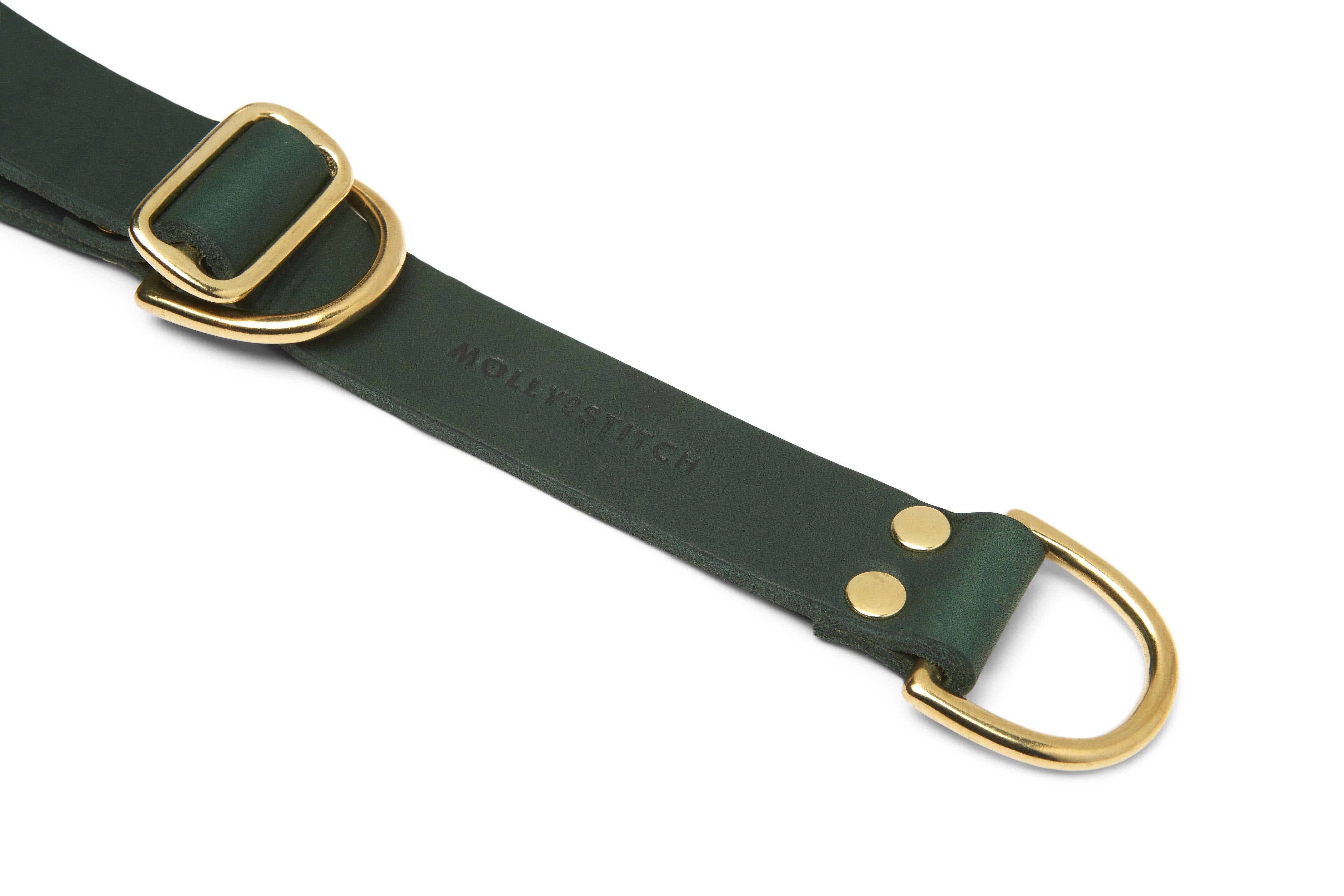molly-and-stitch-butter-leather-retriever-halsband-forest-green image 2
