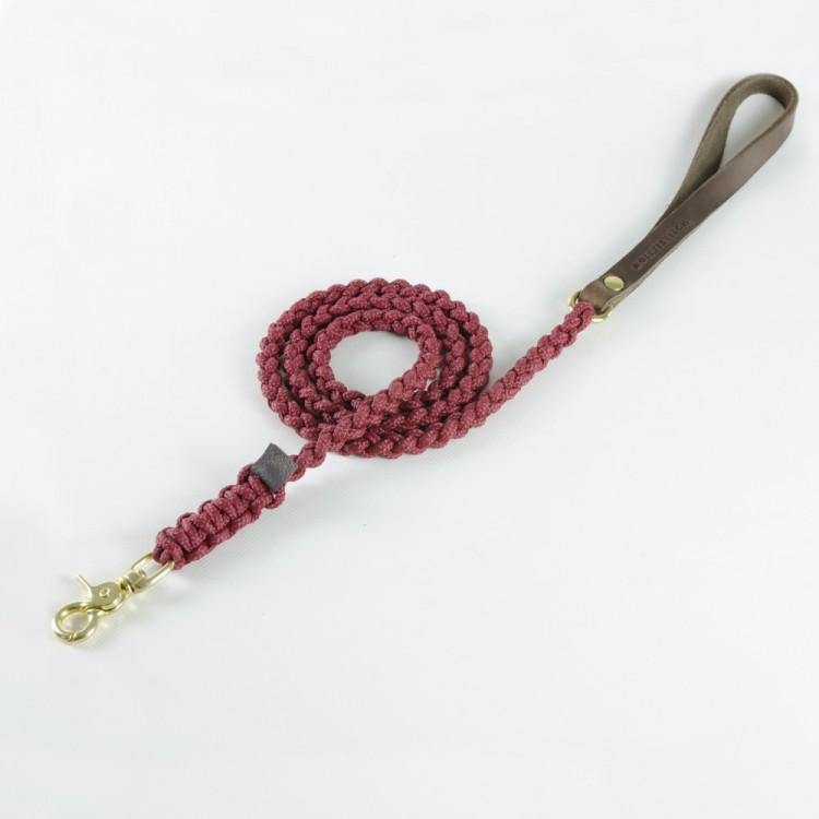 molly-and-stitch-touch-of-leather-hundeleine-redwine image 1