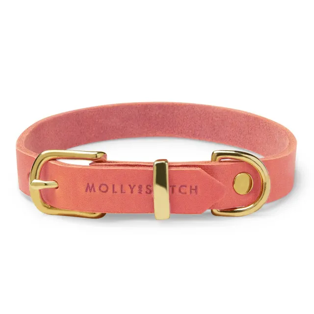 molly-and-stitch-butter-leder-hundehalsband-coral-pink image 1