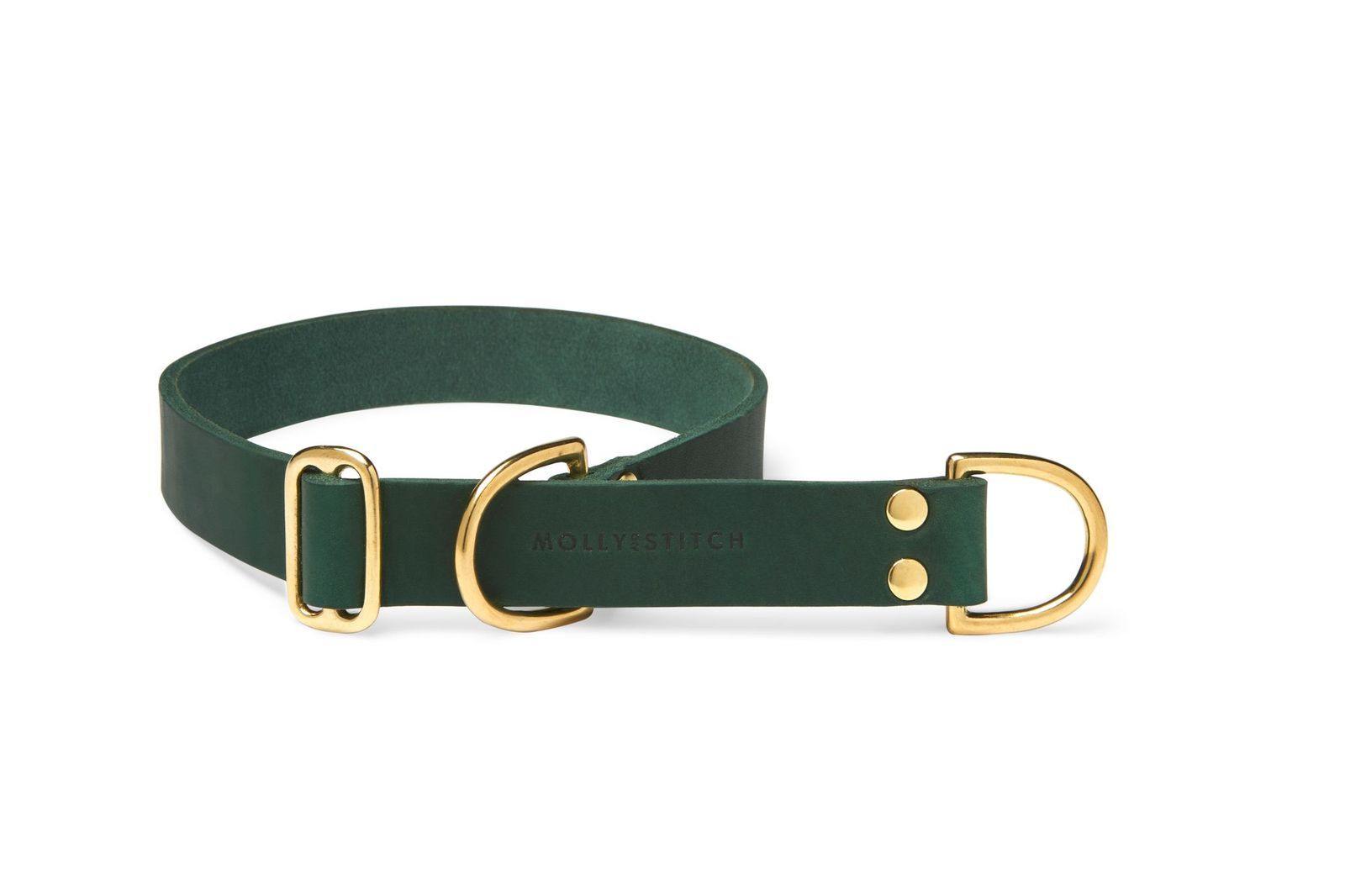 molly-and-stitch-butter-leather-retriever-halsband-forest-green image 1