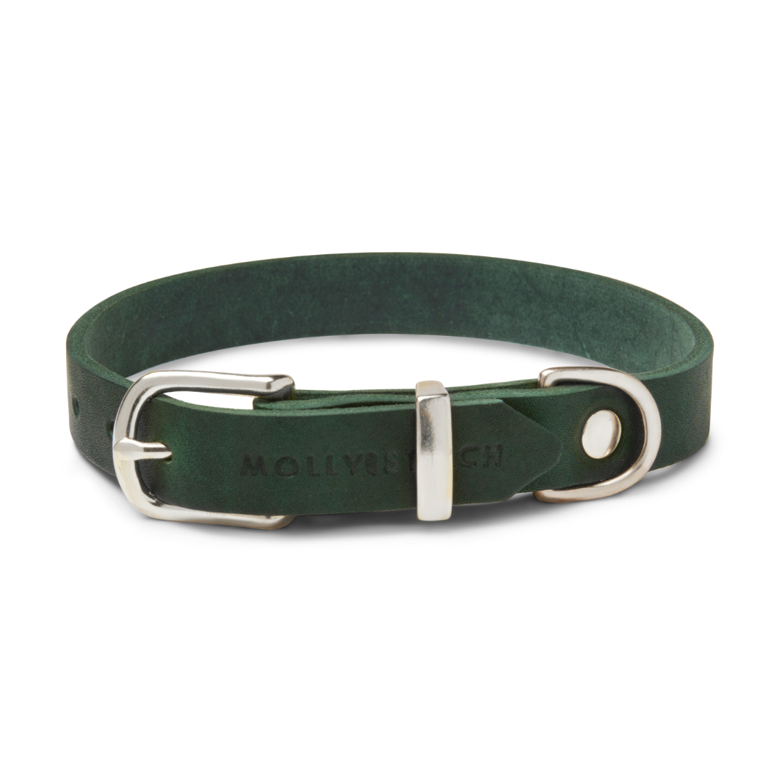 molly-and-stitch-butter-leather-hundehalsband-forest-green image 2