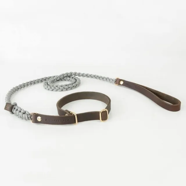 molly-and-stitch-touch-of-leather-retriever-hundeleine-grey image 1