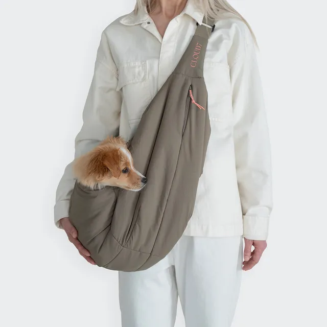 cloud7-lttl-puffer-dog-sling-bag-khaki-peach image 1