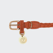 cloud7-ravello-rust-hundehalsband-handgeflochtenes-nubukleder-mit-messingschnall image 3
