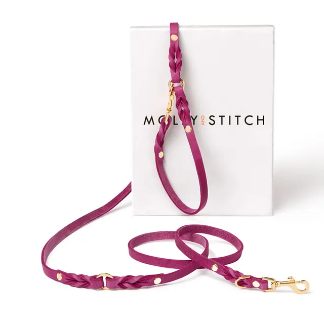 molly-and-stitch-butter-leather-3-fach-verstellbare-hundeleine-200-cm-flamingo image 1