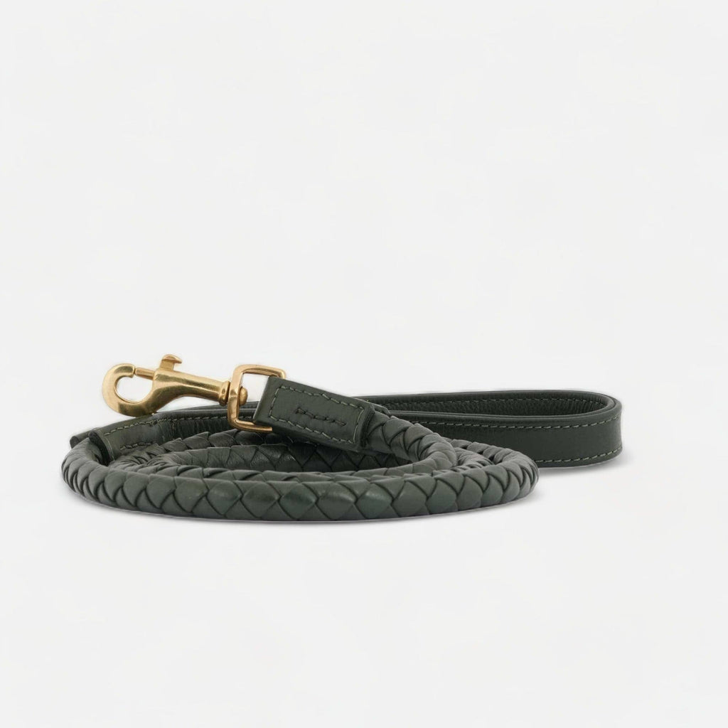 william-walker-twisted-leder-hundeleine-dark-moss-dunkelgr-n image 1