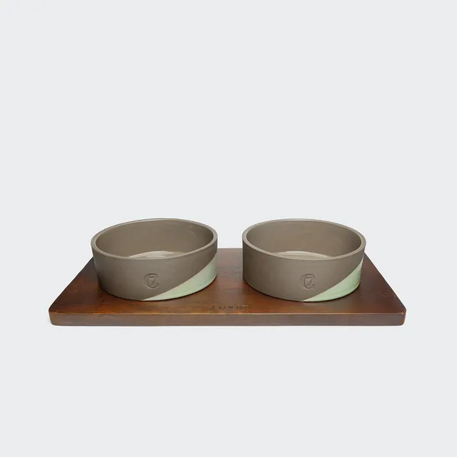 cloud7-mauro-futterstation-set-holz-mud-ginger-mit-2-n-pfen image 1