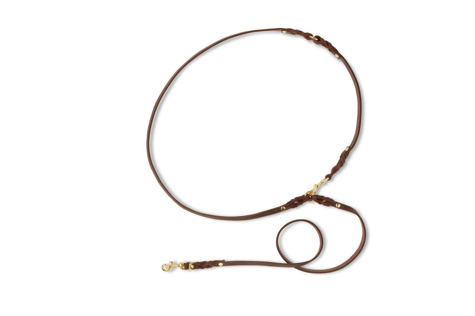 molly-and-stitch-butter-leather-3x-verstellbare-hundeleine-classic-brown-lederle image 4