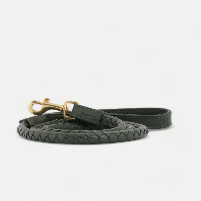 william-walker-twisted-leder-hundeleine-dark-moss-dunkelgr-n image 1