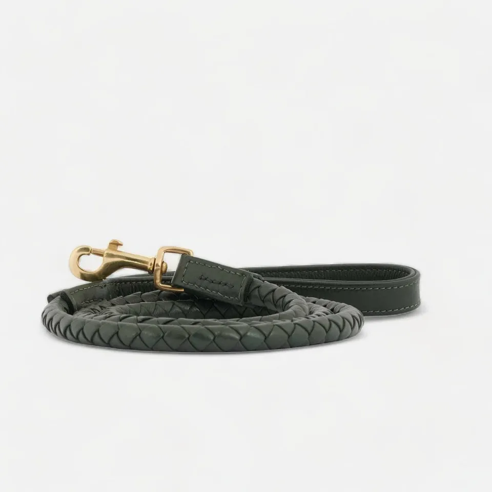 william-walker-twisted-leder-hundeleine-dark-moss-dunkelgr-n image 1