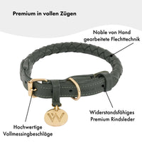 william-walker-twisted-dark-moss-leder-hundehalsband-dunkelgr-n-geflochten image 2