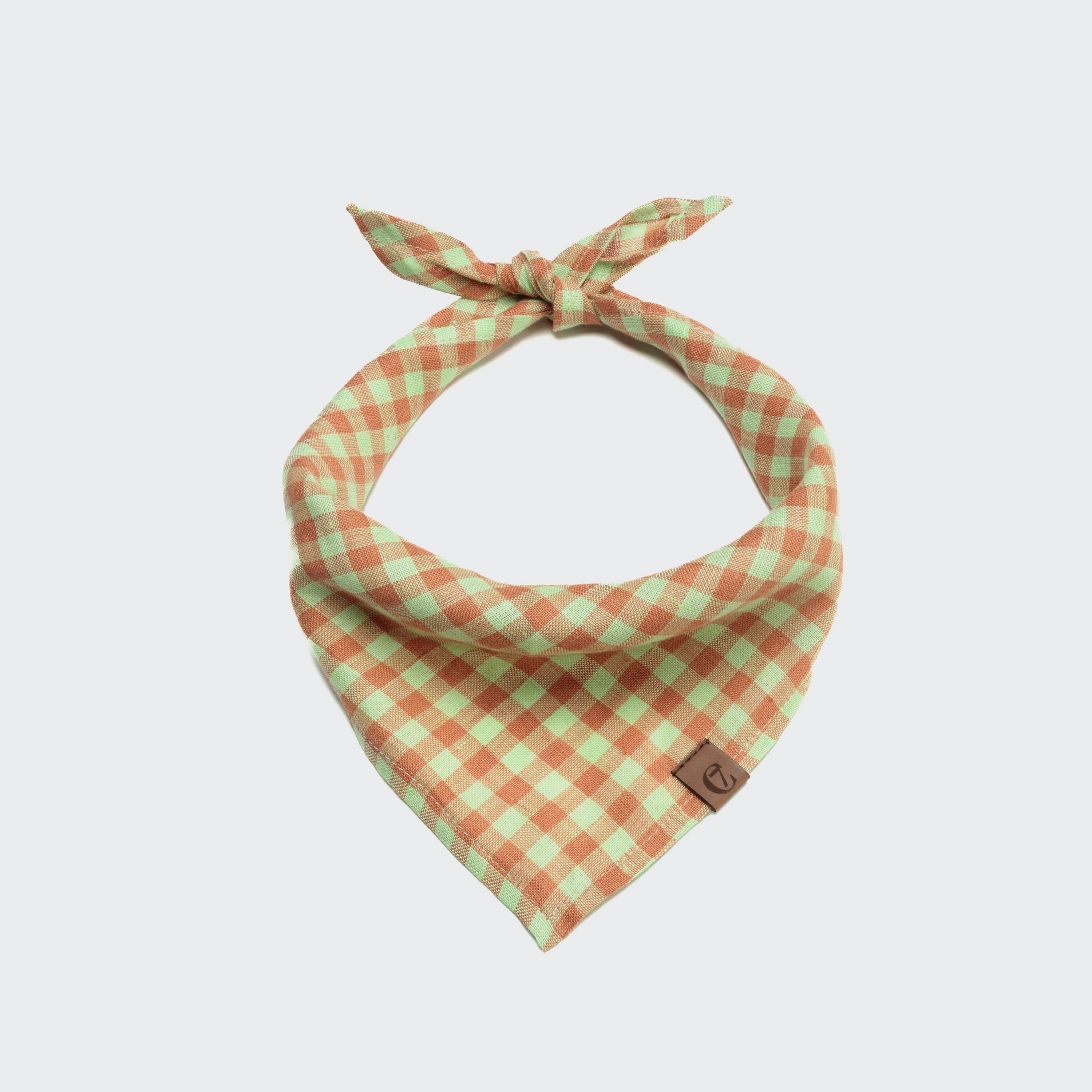 cloud7-lttl-hundehalstuch-check-orange-aus-leinen image 2