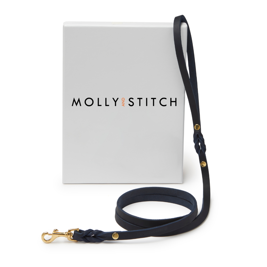 molly-and-stitch-butter-leather-city-hundeleine-navy-blue-140-cm image 1