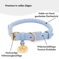 william-walker-twisted-sky-leder-hundehalsband-hellblau-geflochten image 3