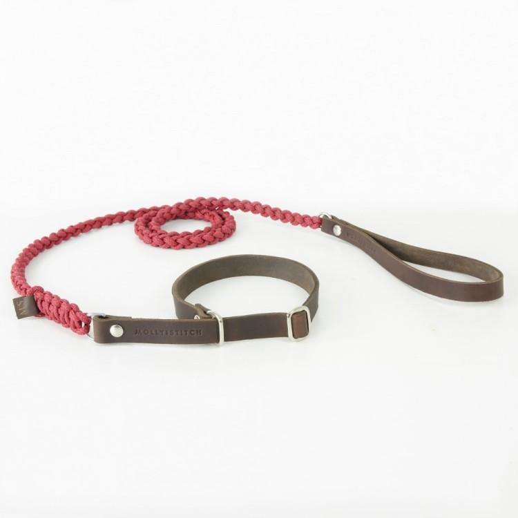 molly-and-stitch-touch-of-leather-retriever-hundeleine-redwine image 2