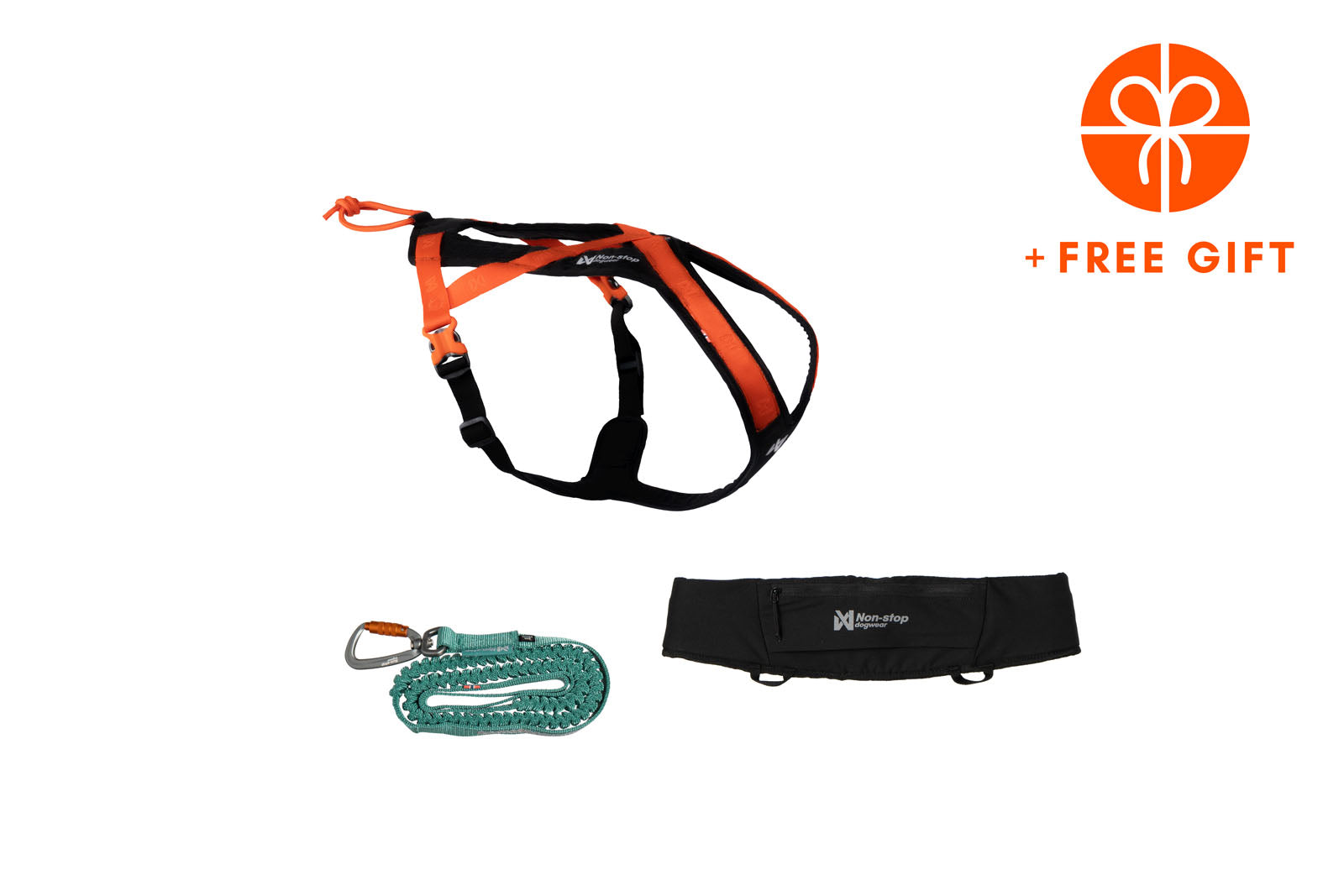 non-stop-dogwear-rush-kit-orange-black-lauf-set-mit-geschirr-und-leine image 2