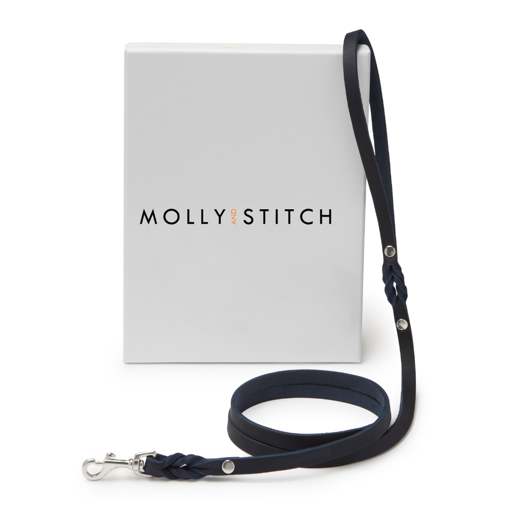 molly-and-stitch-butter-leather-city-hundeleine-navy-blue-140-cm image 2