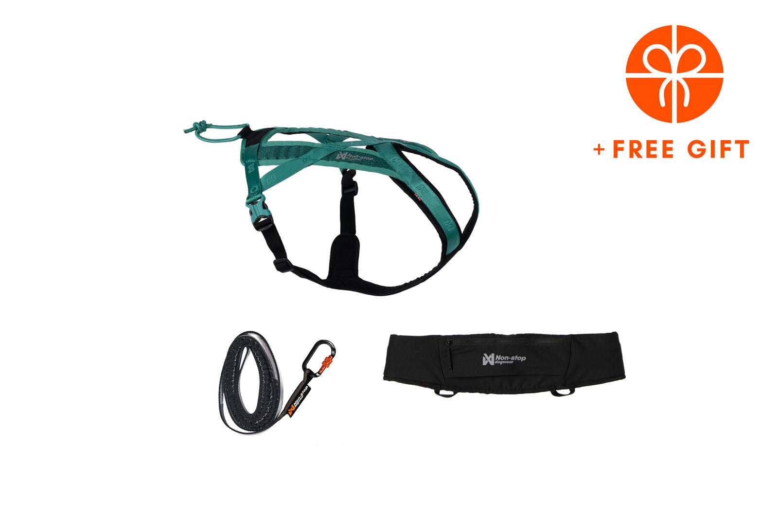 non-stop-dogwear-rush-kit-teal-laufset-mit-geschirr-und-bungee-leine image 2