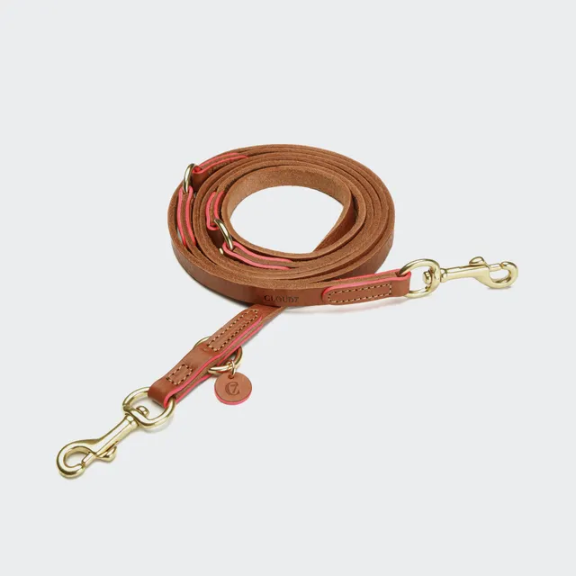cloud7-prince-park-cognac-pink-hundeleine-aus-leder-f-r-kleine-hunde image 1