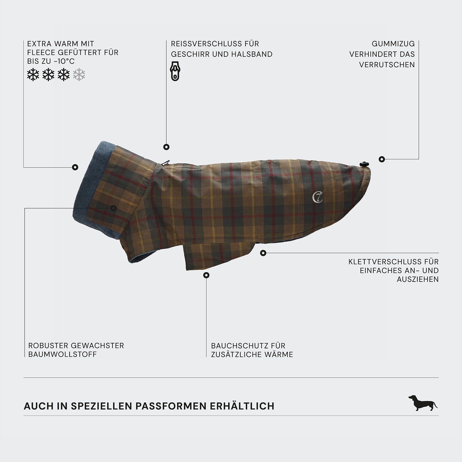 cloud7-hundemantel-dackel-brooklyn-waxed-tartan image 3