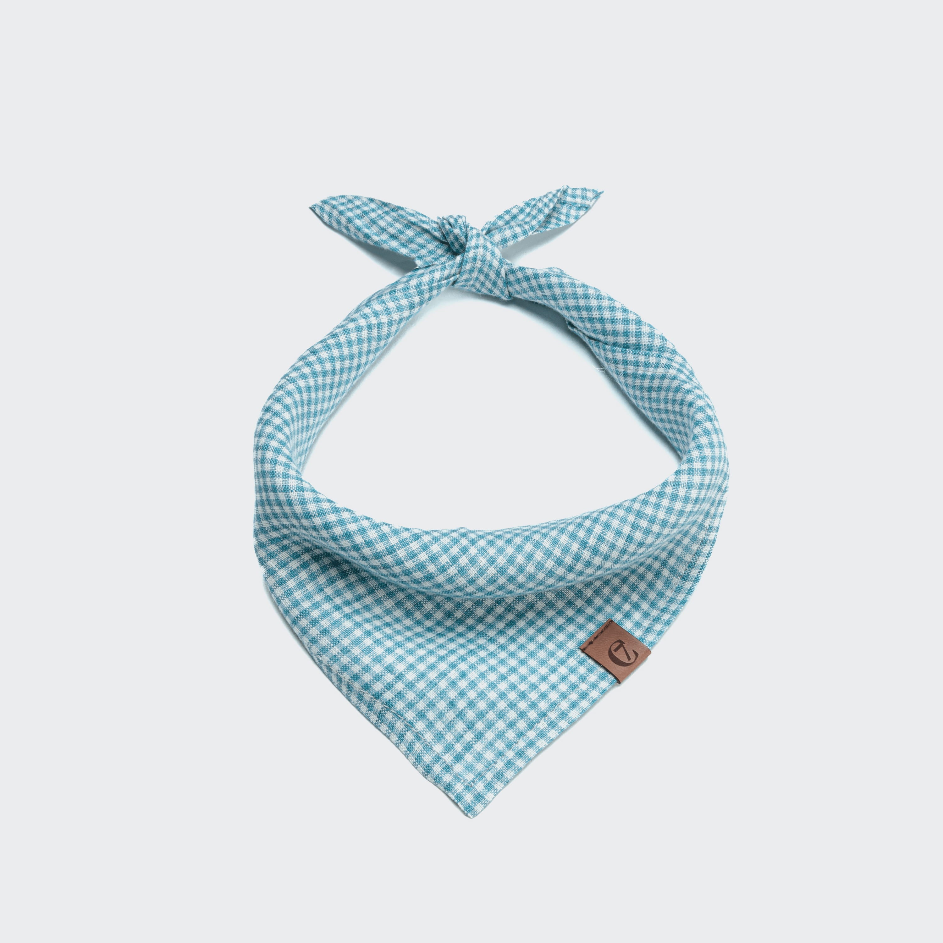 cloud7-hundehalstuch-bandana-mini-check-blue-leinen-blau-wei-kariert image 2