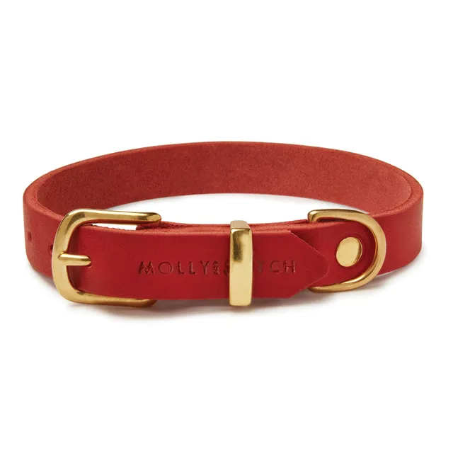 molly-and-stitch-butter-leather-hundehalsband-chili-red image 1