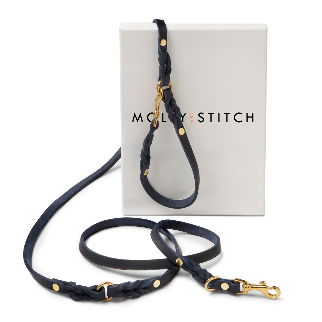 molly-and-stitch-butter-leather-hundeleine-3-fach-verstellbar-200-cm-navy-blue image 1