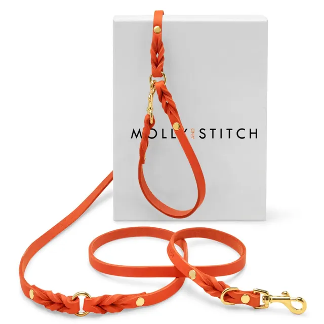 molly-and-stitch-butter-leather-hundeleine-mango-3x-verstellbar-200-cm image 1