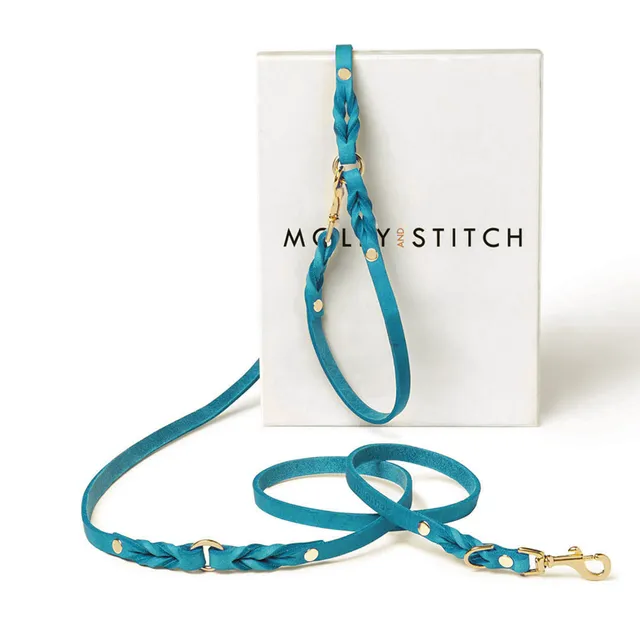 molly-and-stitch-butter-leather-hundeleine-fiji-blue-3x-verstellbar-200-cm image 1