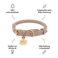 william-walker-leder-hundehalsband-twisted-sand-beige-rindsleder-geflochten image 2