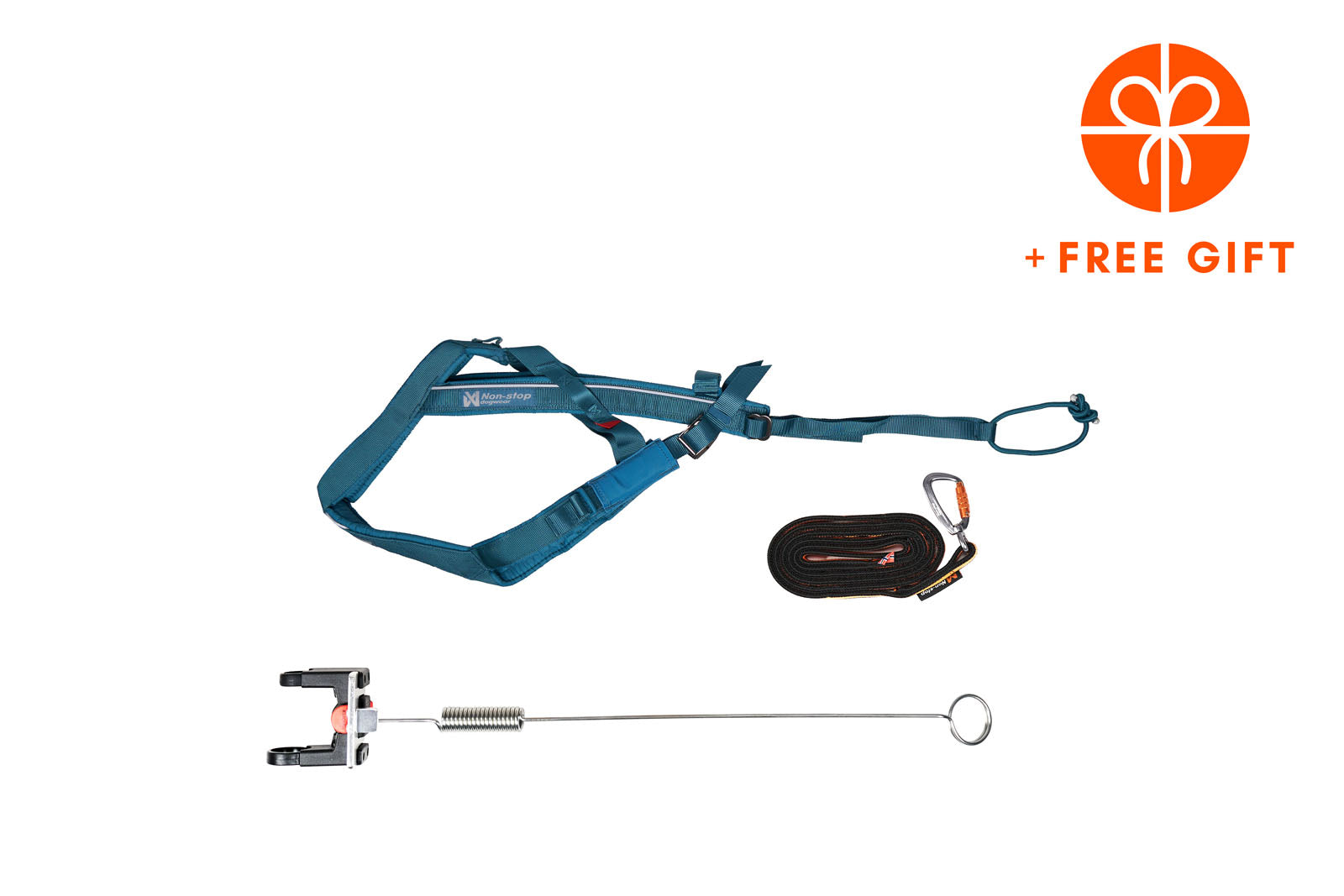 non-stop-dogwear-biking-kit-klickfix-teal-bikej-ring-set-geschirr-leine image 1