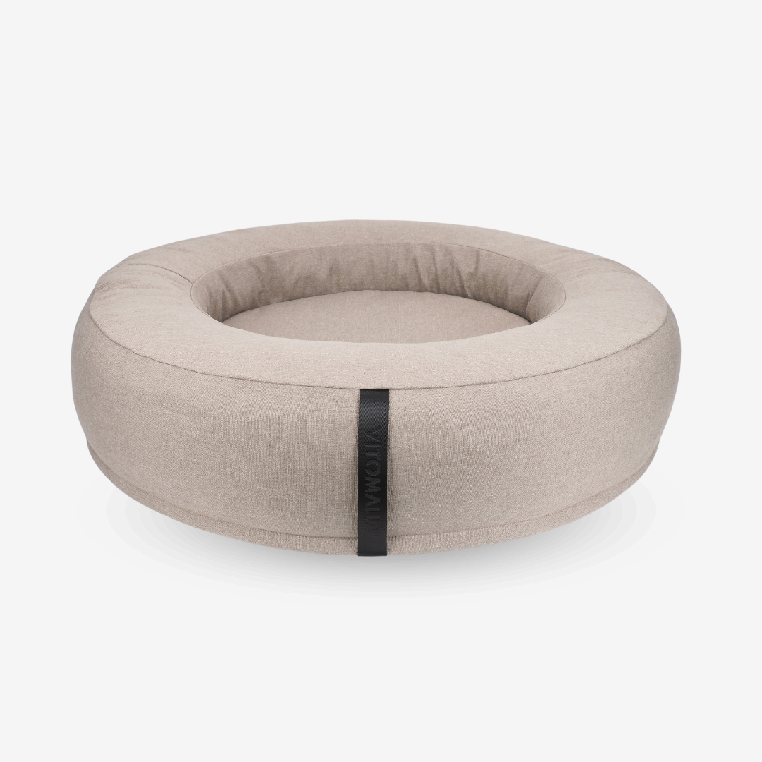 vitomalia-orthopawdic-orthop-disches-donut-hundebett-repet-linen-in-taupe image 1