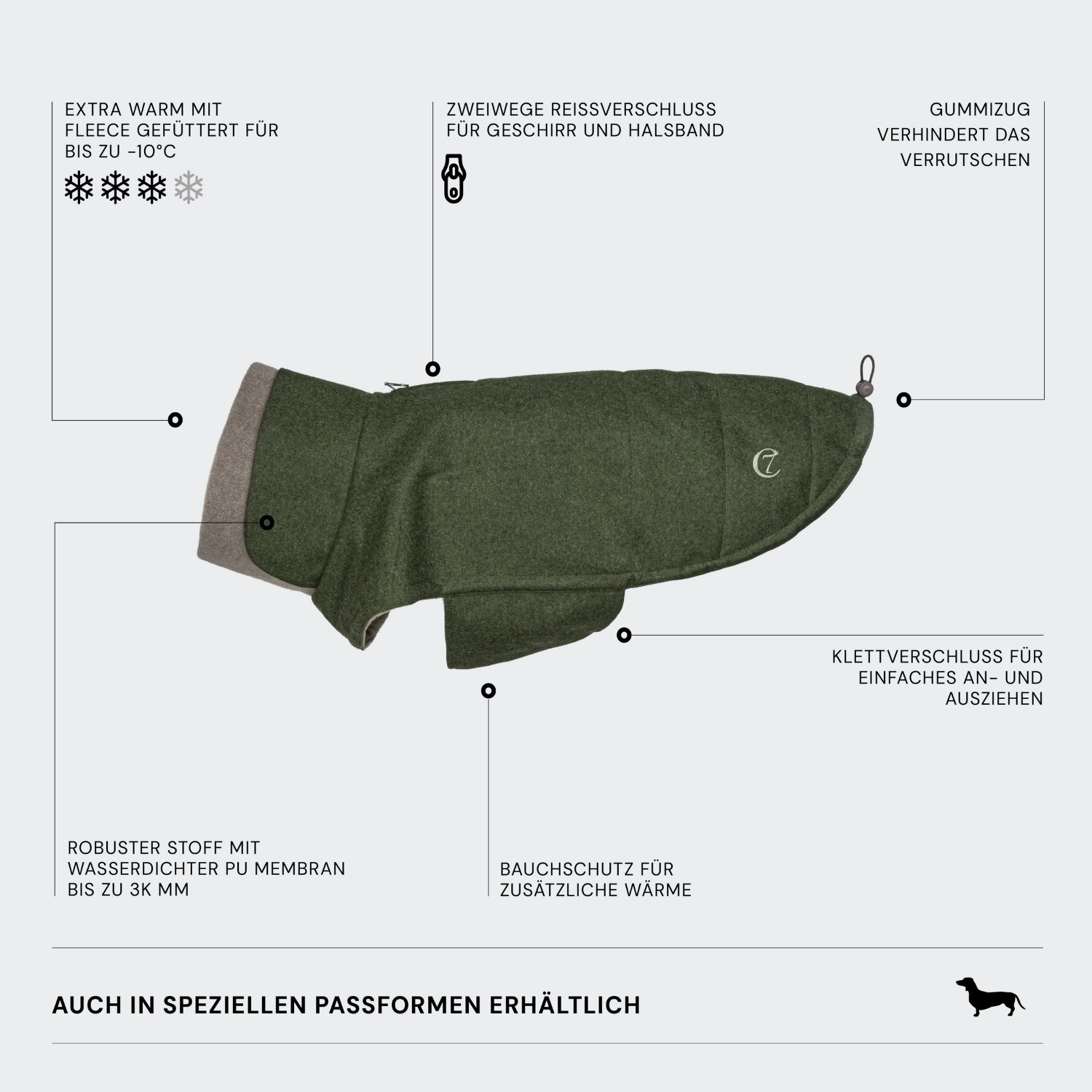 cloud7-brooklyn-hundemantel-dackel-flanell-fern-green image 4
