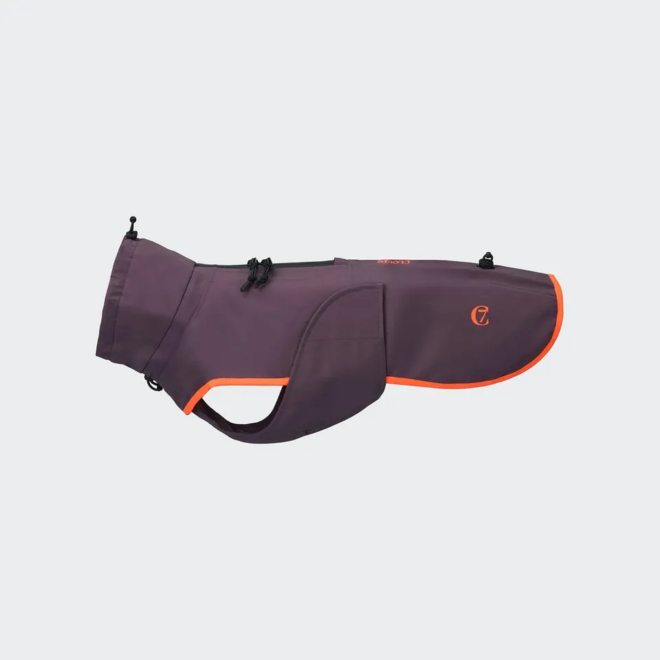 cloud7-aktiv-hunderegenmantel-dackel-aubergine-orange image 1
